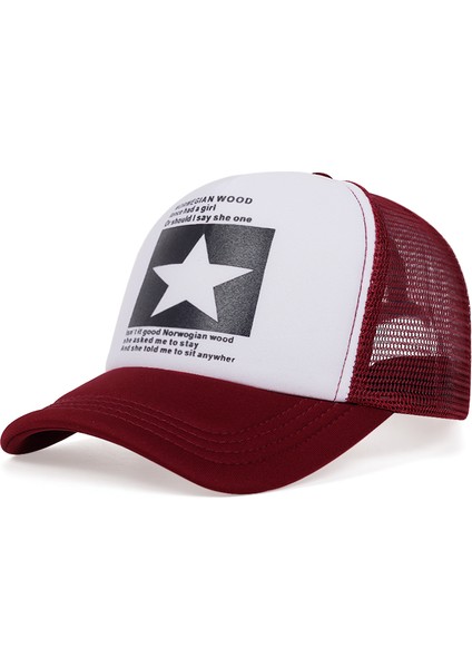 Yeni Moda Beş Köşeli Yıldız Desen Baskılı Trend Erkek ve Kadın Evrensel Hip Hop Mesh Nefes Alabilir - Seçenek Kahve - Ayarlanabilir (Yurt Dışından) modelleri