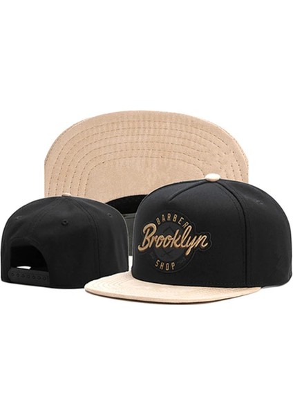 Brooklyn Harf Nakışlı Beyzbol Şapkası Moda Hip-Hop Gelgit Şapkaları Erkek ve Kadın Evrensel Düz Şapka Açık Hava - Seçenek Siyah (Yurt Dışından)