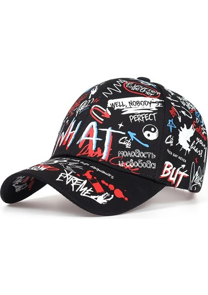 Mektup Baskılı Snapback Beyzbol Şapkaları Ilkbahar ve Sonbahar Açık Hava Ayarlanabilir Günlük Şapkalar Güneş Kremi - Seçenek Siyah-Ayarlanabilir (Yurt Dışından)