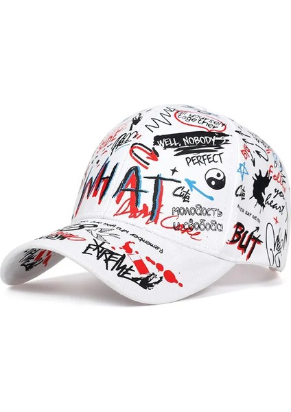 Mektup Baskılı Snapback Beyzbol Şapkaları Ilkbahar ve Sonbahar Açık Hava Ayarlanabilir Günlük Şapkalar Güneş Kremi - Seçenek Beyaz-Ayarlanabilir (Yurt Dışından)