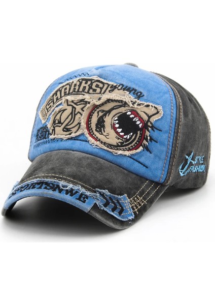 Cntang Erkek Beyzbol Şapkası Pamuklu Moda Köpekbalığı Nakışlı Rahat Vizör Şapka Kadınlar Için Snapback Marka Kalça - Seçenek Mavi - Ayarlanabilir (Yurt Dışından)