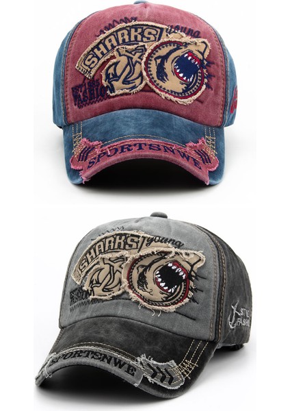 Cntang Erkek Beyzbol Şapkası Pamuklu Moda Köpekbalığı Nakışlı Rahat Vizör Şapka Kadınlar Için Snapback Marka Kalça - Seçenek Mavi - Ayarlanabilir (Yurt Dışından) indirimleri