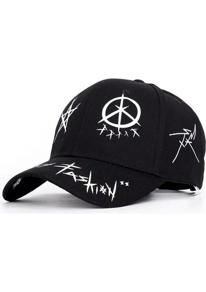 2024 Yeni Harf Desenli Baskılı Snapback Beyzbol Şapkaları Ilkbahar ve Sonbahar Açık Hava Ayarlanabilir - Seçenek Siyah - Ayarlanabilir (Yurt Dışından)