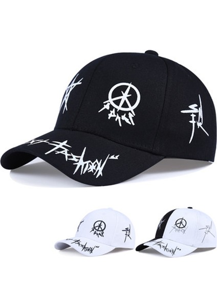 2024 Yeni Harf Desenli Baskılı Snapback Beyzbol Şapkaları Ilkbahar ve Sonbahar Açık Hava Ayarlanabilir - Seçenek Siyah - Ayarlanabilir (Yurt Dışından) modelleri