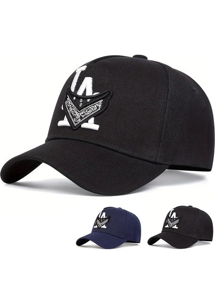 La Maske Harf Nakışlı Hip-Hop Şapkalar Ilkbahar Sonbahar Açık Hava Ayarlanabilir Günlük Beyzbol Şapkaları - Seçenek Siyah (Yurt Dışından) modelleri