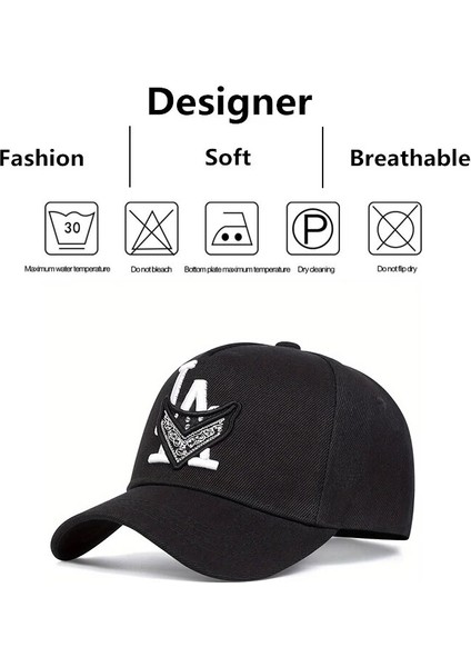 La Maske Harf Nakışlı Hip-Hop Şapkalar Ilkbahar Sonbahar Açık Hava Ayarlanabilir Günlük Beyzbol Şapkaları - Seçenek Siyah (Yurt Dışından) fırsatları