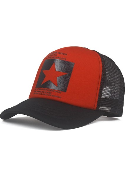 Yeni Moda Beş Köşeli Yıldız Desen Baskılı Trend Erkek ve Kadın Evrensel Hip Hop Mesh Nefes Alabilir - Seçenek Kırmızı-Ayarlanabilir (Yurt Dışından)