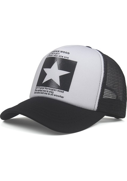 Yeni Moda Beş Köşeli Yıldız Desen Baskılı Trend Erkek ve Kadın Evrensel Hip Hop Mesh Nefes Alabilir - Seçenek Beyaz - Ayarlanabilir (Yurt Dışından) fırsatları