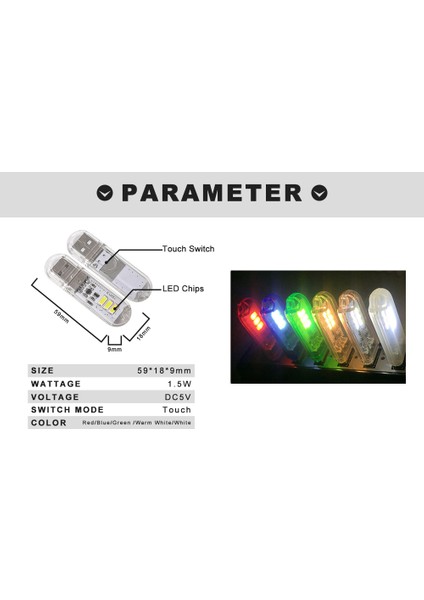 Dokunmatik Anahtar DC5V USB LED Mini Kitap Işığı 1.5W LED Masa Okuma Lambası Kırmızı Mavi Yeşil Beyaz Taşınabilir Esnek USB LED Gece Işıkları (Yurt Dışından)