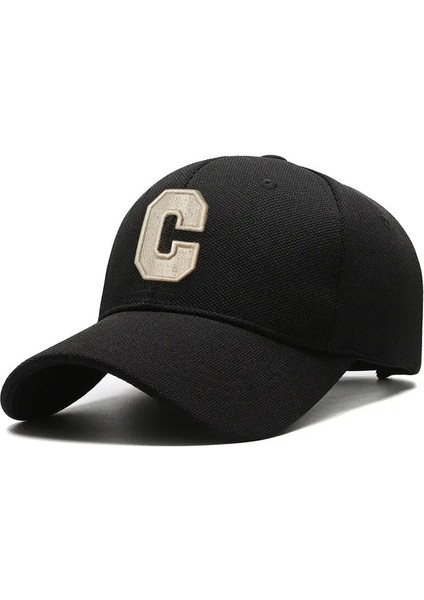 Beyzbol Şapkası Yeni Ins Harf C Şapka Kadın Ilkbahar Yaz Kore Versiyonu Basit Moda Çok Yönlü Alfabe -Seçenek Siyah-Ayarlanabilir (Yurt Dışından)