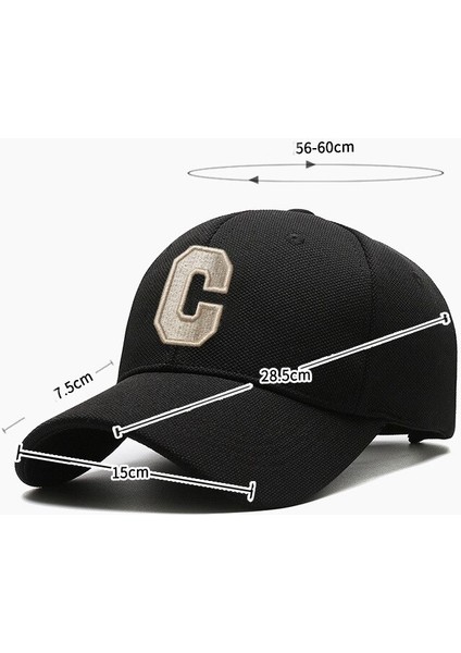 Beyzbol Şapkası Yeni Ins Harf C Şapka Kadın Ilkbahar Yaz Kore Versiyonu Basit Moda Çok Yönlü Alfabe -Seçenek Siyah-Ayarlanabilir (Yurt Dışından) modelleri