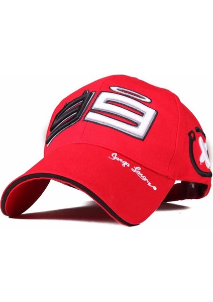 99 Nakış Beyzbol Şapkası Moda Şövalye Erkek ve Kadın Beyzbol Şapkaları Yarış Şapkası Bahar ve Yaz Pamuk - Seçenek Kırmızı (Yurt Dışından)