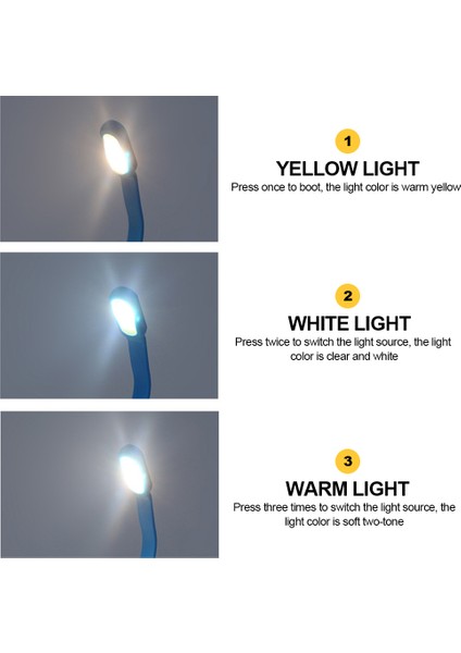 Mini LED Kitap Gece 3 Parlaklık Ayarlanabilir USB Şarj Edilebilir Klipsli Çalışma Okuma Lambası Seyahat Yatak Odası Yurt Okuma (Yurt Dışından)