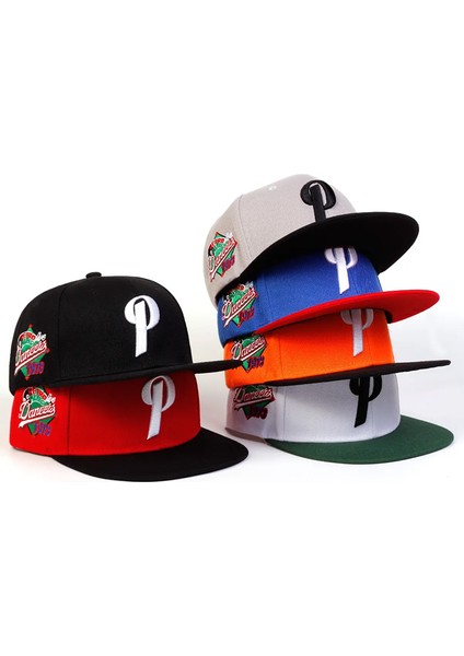 P Harf Nakışlı Hip-Hop Şapkalar Açık Hava Ayarlanabilir Günlük Beyzbol Şapkaları Güneş Koruyucu Şapka-Seçenek Gri (Yurt Dışından) modelleri