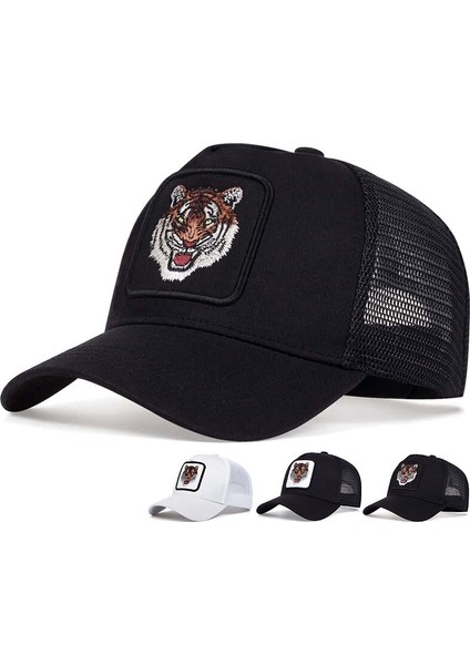 Kaplan Nakışlı Beyzbol File Şapkaları Bahar ve Yaz Açık Hava Ayarlanabilir Günlük Şapkalar Güneş Kremi - Seçenek Beyaz (Yurt Dışından) modelleri