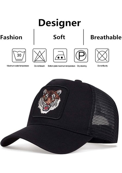 Kaplan Nakışlı Beyzbol File Şapkaları Bahar ve Yaz Açık Hava Ayarlanabilir Günlük Şapkalar Güneş Kremi - Seçenek Beyaz (Yurt Dışından) fırsatları