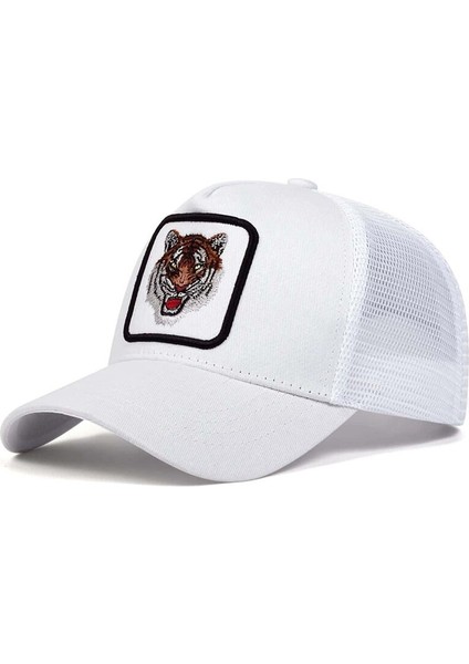 Kaplan Nakışlı Beyzbol File Şapkaları Bahar ve Yaz Açık Hava Ayarlanabilir Günlük Şapkalar Güneş Kremi - Seçenek Beyaz (Yurt Dışından) indirimleri