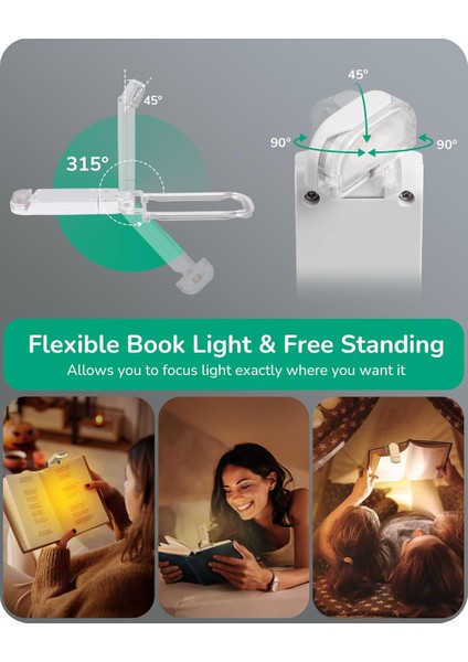 Kitap Işığı LED USB Şarj Edilebilir Okuma Işığı Göz Koruması Gece Işığı Taşınabilir Klipsli Masa Işığı Ayraç Okuma Işığı (Yurt Dışından)