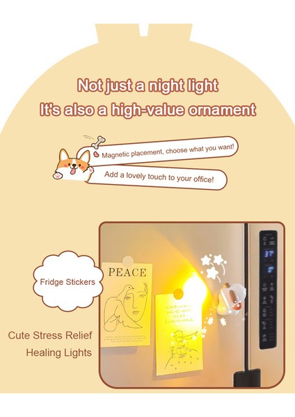 Mini LED Gece Lambası Pil ile Çalışan Yatak Odası Başucu Karikatür Masa Lambası Atmosfer Lambası Masaüstü Dekorasyon Gece Lambası (Yurt Dışından)