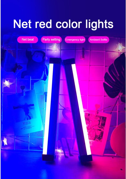 Renkli LED Gece Lambaları Rgb Atmosfer Dolgu Işığı Şarj Edilebilir Yatak Odası Fotoğraf Aydınlatması Oda Dekoru Luz De Preenchimento Yeni (Yurt Dışından)