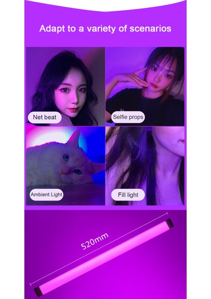 Renkli LED Gece Lambaları Rgb Atmosfer Dolgu Işığı Şarj Edilebilir Yatak Odası Fotoğraf Aydınlatması Oda Dekoru Luz De Preenchimento Yeni (Yurt Dışından)