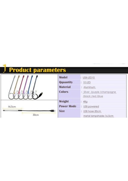 USB LED Gece Işıkları Esnek 5V Dizüstü Bilgisayar Klavye Okuma Aydınlatması USB LED Masa Kitap Lambası Gümüş/siyah/altın/mor/mavi/kırmızı (Yurt Dışından)
