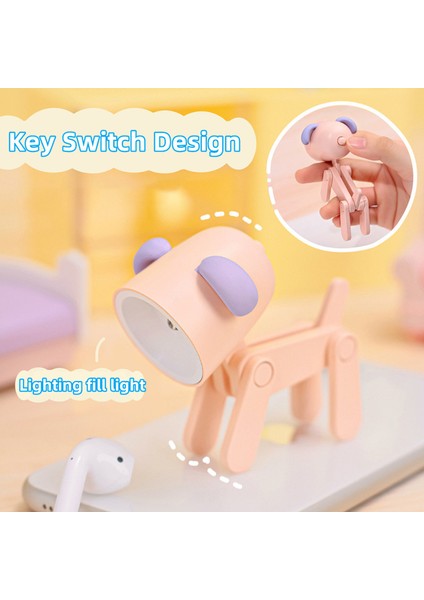 Mini LED Gece Lambası Katlanır Masa Lambası Karikatür Sevimli Evcil Hayvan Köpek Geyik Şekli Gece Lambası Ayarlanabilir Çocuk Yatak Odası Başucu Dekoru Hediye (Yurt Dışından)