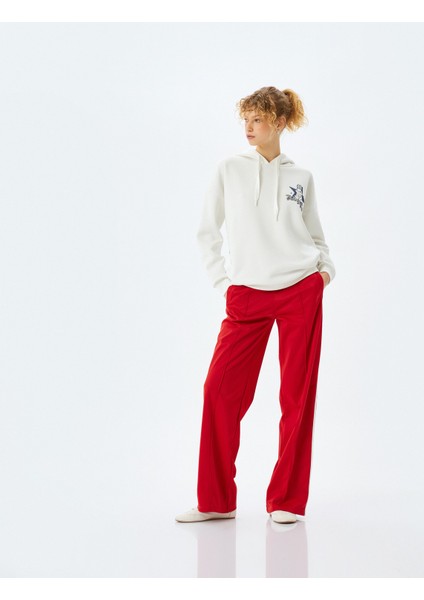 Arkası Baskılı Kapüşonlu Oversize Sweatshirt