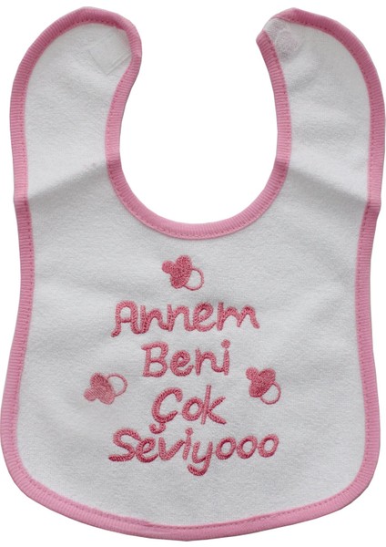 Annem Beni Çok Seviyoo Yazılı Pembe Su Geçirmez Önlük fiyatları