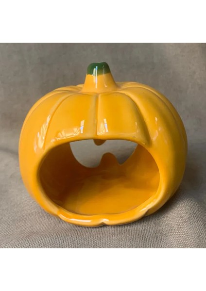 El Yapımı Seramik Balkabağı Biblo / Tealight Mumluk - 8 x 10 cm
