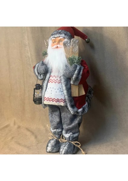 El Yapımı Yılbaşı Temalı Ahşap Supla ve Noel Baba 2'li Dekoratif Set