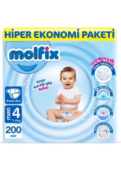 4 Numara Bebek Bezi Ultra Fırsat Paketi 100 Adet x (2 Paket)