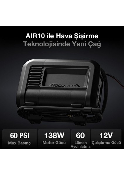 AIR10 12VOLT 60 Psı Ayarlanabilir Dijital Basınç Göstergeli Profesyonel Lastik Şişirme Pompası