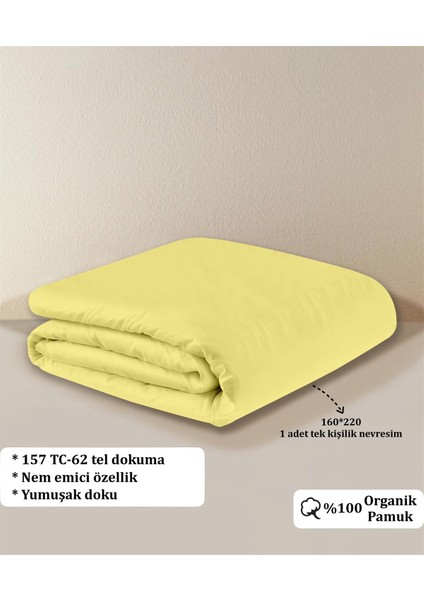 Organik Pamuk Akfil Nevresim Tek Kişilik 160 x 220 cm Sarı