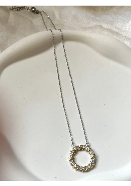 Özel Seri Tiff Xoxo Çelik Kolye I Kararmaz Çelik Zirkon Taşlı Kolye I Çelik Kadın Çelik Kolye