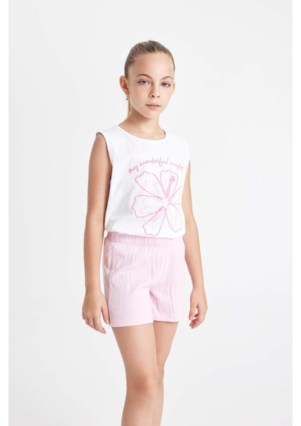 Kız Çocuk Pijama Takımı Baskılı Kolsuz Üst Şort C8499A824SM