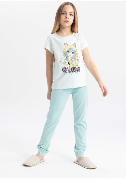 Kız Çocuk Baskılı Kısa Kollu Pijama Takımı C1950A824SP