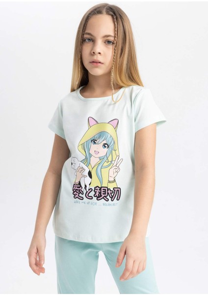 Kız Çocuk Baskılı Kısa Kollu Pijama Takımı C1950A824SP