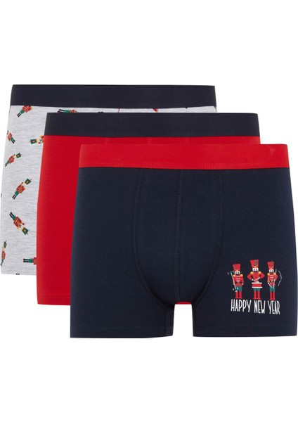 Yılbaşı Temalı Regular Fit 3'lü Boxer B0560AX23AU