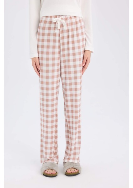 Fall in Love Pijama Takımı Uzun Kollu Üst Kareli Esnek Belli Uzun Alt D2266AX24WN