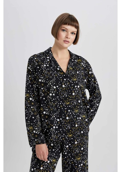 Fall in Love Viskon Uzun Kollu Pijama Üstü B0214AX23WN
