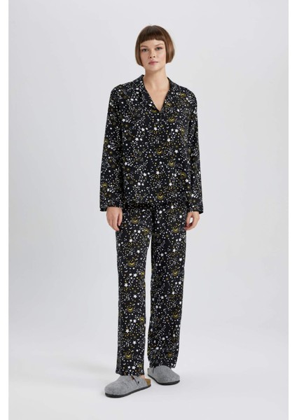 Fall in Love Viskon Uzun Kollu Pijama Üstü B0214AX23WN