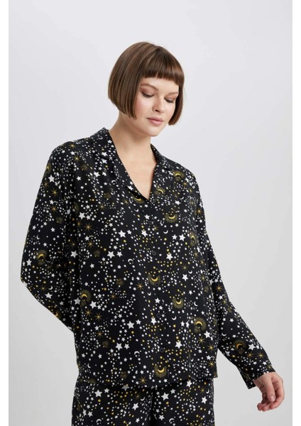 Fall in Love Viskon Uzun Kollu Pijama Üstü B0214AX23WN