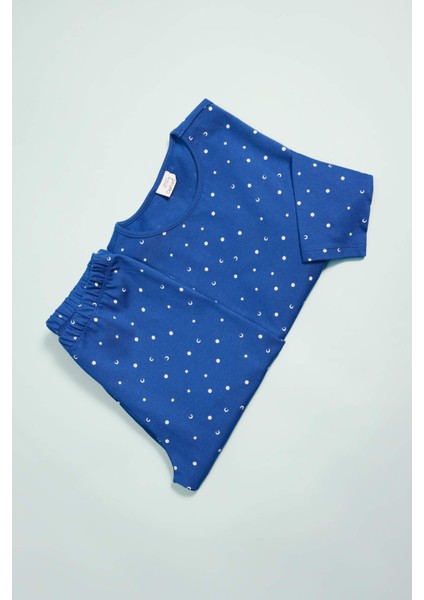 Kız Çocuk Pijama Takım Desenli Uzun Kollu Üst Beli Lastikli Uzun Alt D7746A824WN