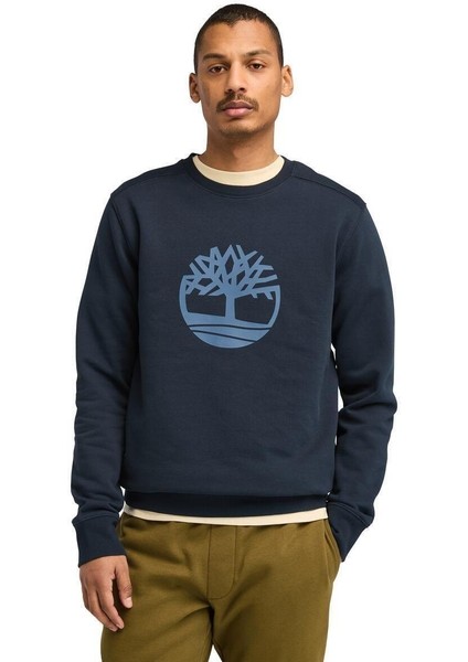 Kennebec River Tree Logo Crew Erkek Sweatshirt Dark Sapphire