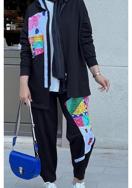 Kadın Taş İşlemeli Kapüşonlu Özel Tasarım Tesettür İkili Takım fiyatları