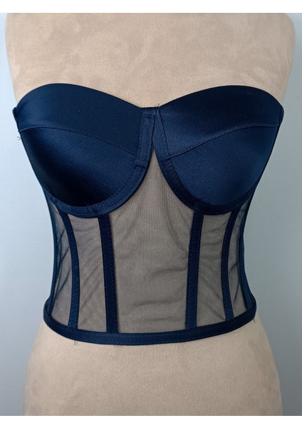 Transparan Balenli Bağlamalı Büstiyer