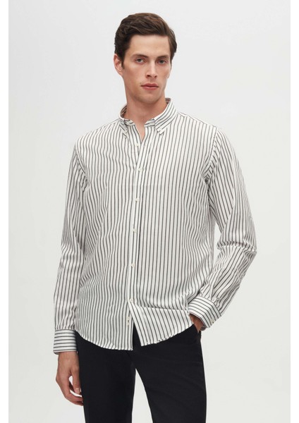 Ds Damat Slim Fit Siyah Çizgili Gömlek