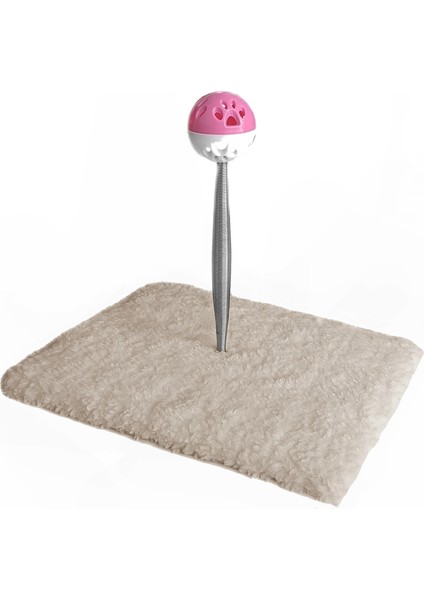 Yaylı Toplu Hacıyatmaz Kedi Aktivite Oyuncağı 16-20 cm Krem Rengi