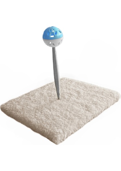 Yaylı Toplu Hacıyatmaz Kedi Aktivite Oyuncağı 16-20 cm Krem Rengi
